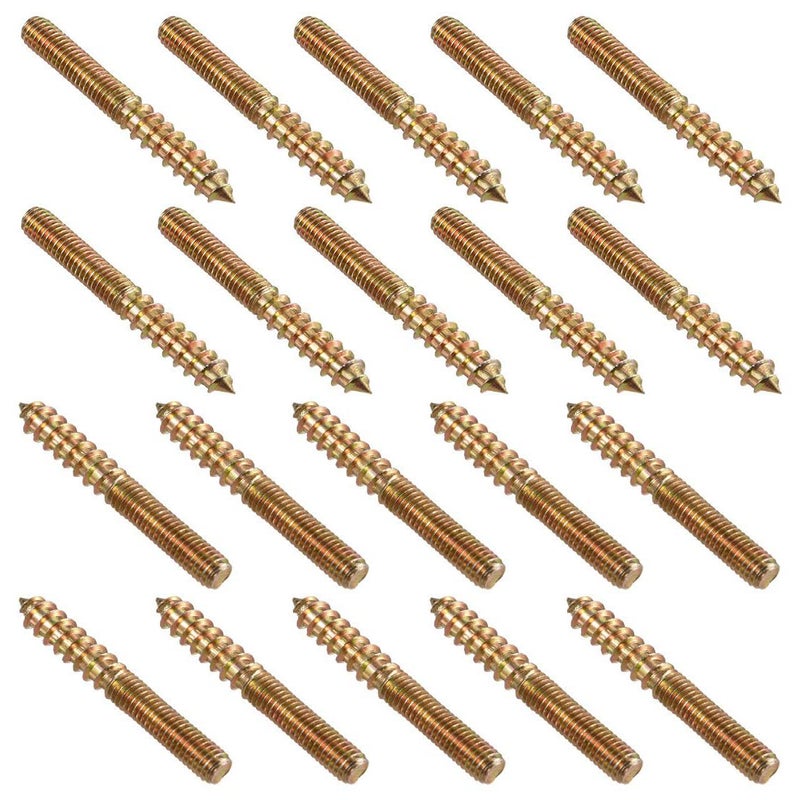TOP-VIGOR 20Pcs M6x50mm Hanger Bolts, Double Headed Bolts Self Tapping Screw, Double Ended Dowel Screws, Screw Dowels Hanger, Threaded Lag Wood Screws and Machine Bolts for Wood Joint Furniture - Image 1